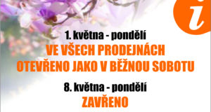 Prodejní doba ve svátek 1. a 8. května 2023